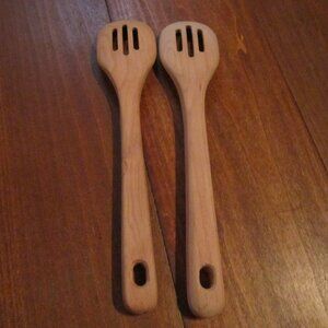 Oxo Wooden Slotted Spoons, Lot of 2, Beechwood, Off-Gassed